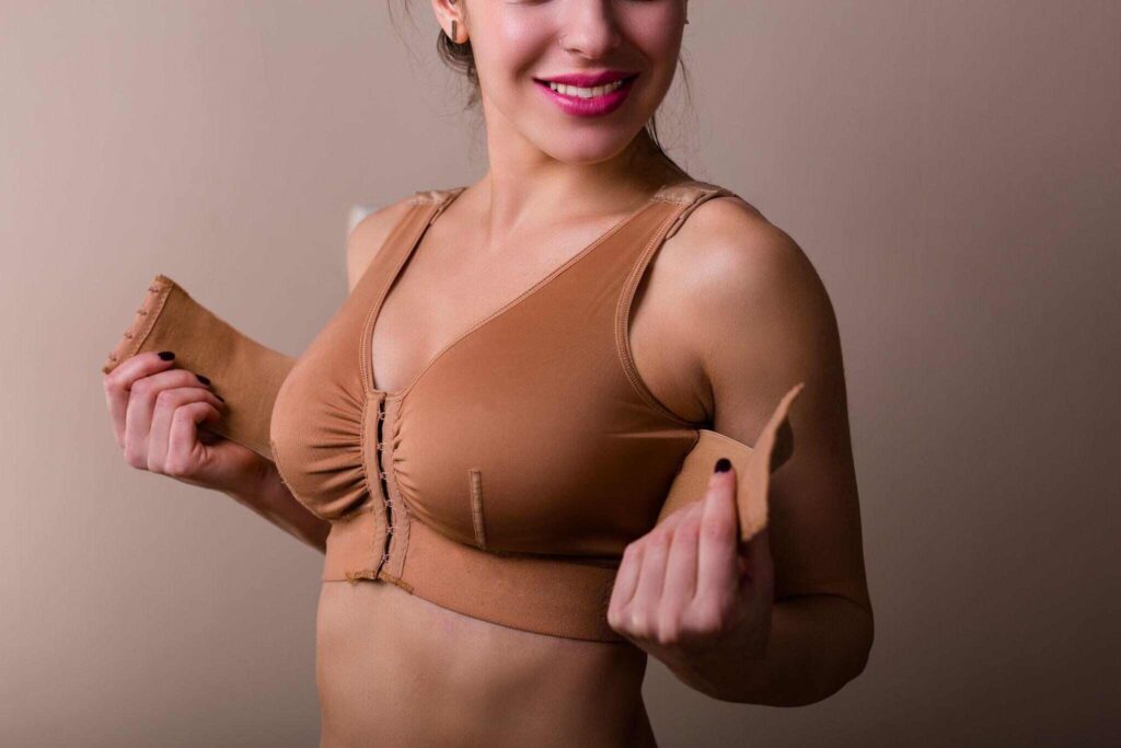 woman wearing a compressing bra