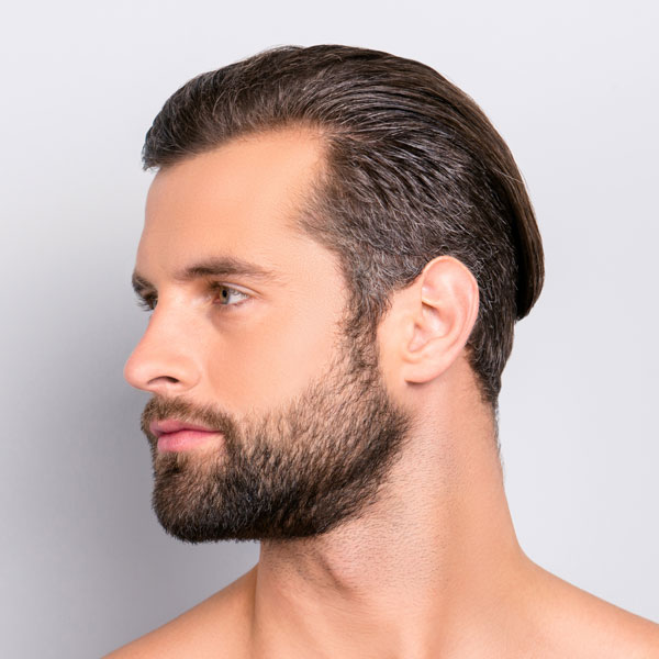 profile side view of handsome man with beard